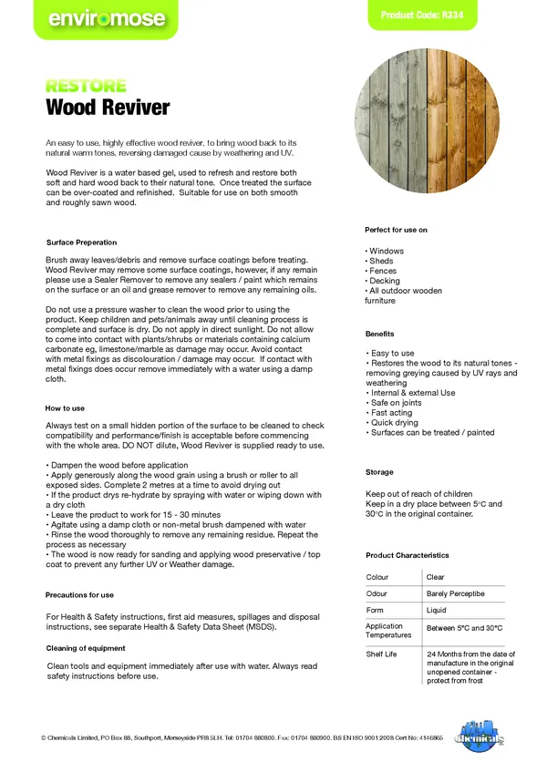 Wood Reviver Datasheet PDF 